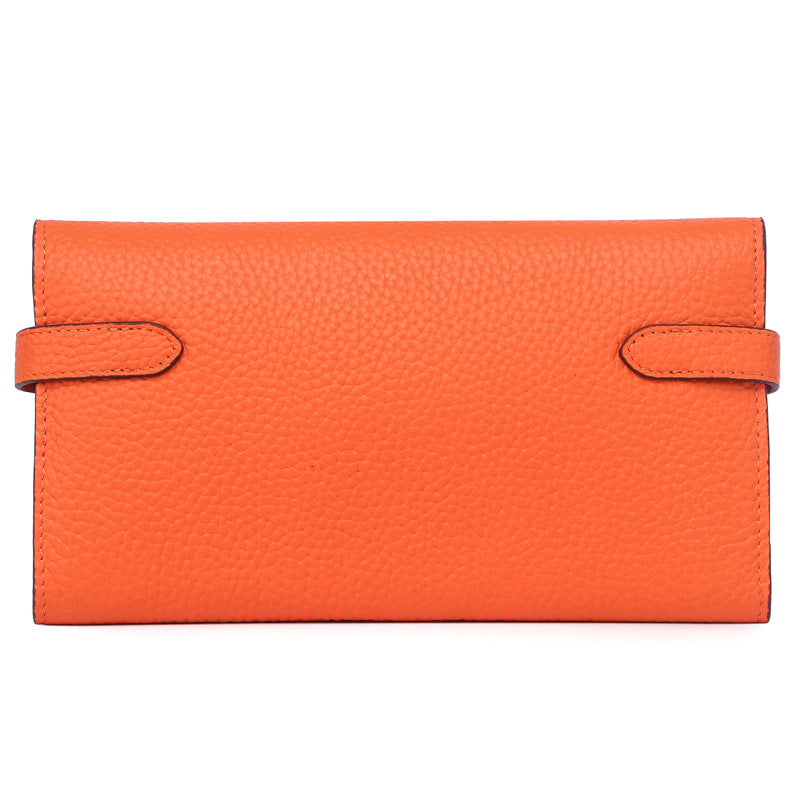 Women's Fashion Classic Lychee Pattern Cowhide Clutch Ladies Wallets