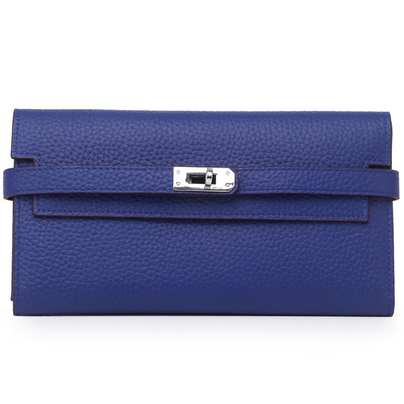 Women's Fashion Classic Lychee Pattern Cowhide Clutch Ladies Wallets
