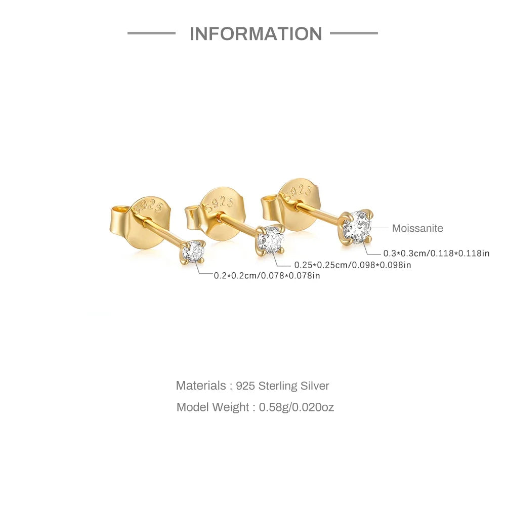 Moissanite 0.5-1.2 Ct D Color Stud Earrings 925 Sterling Silver For Women